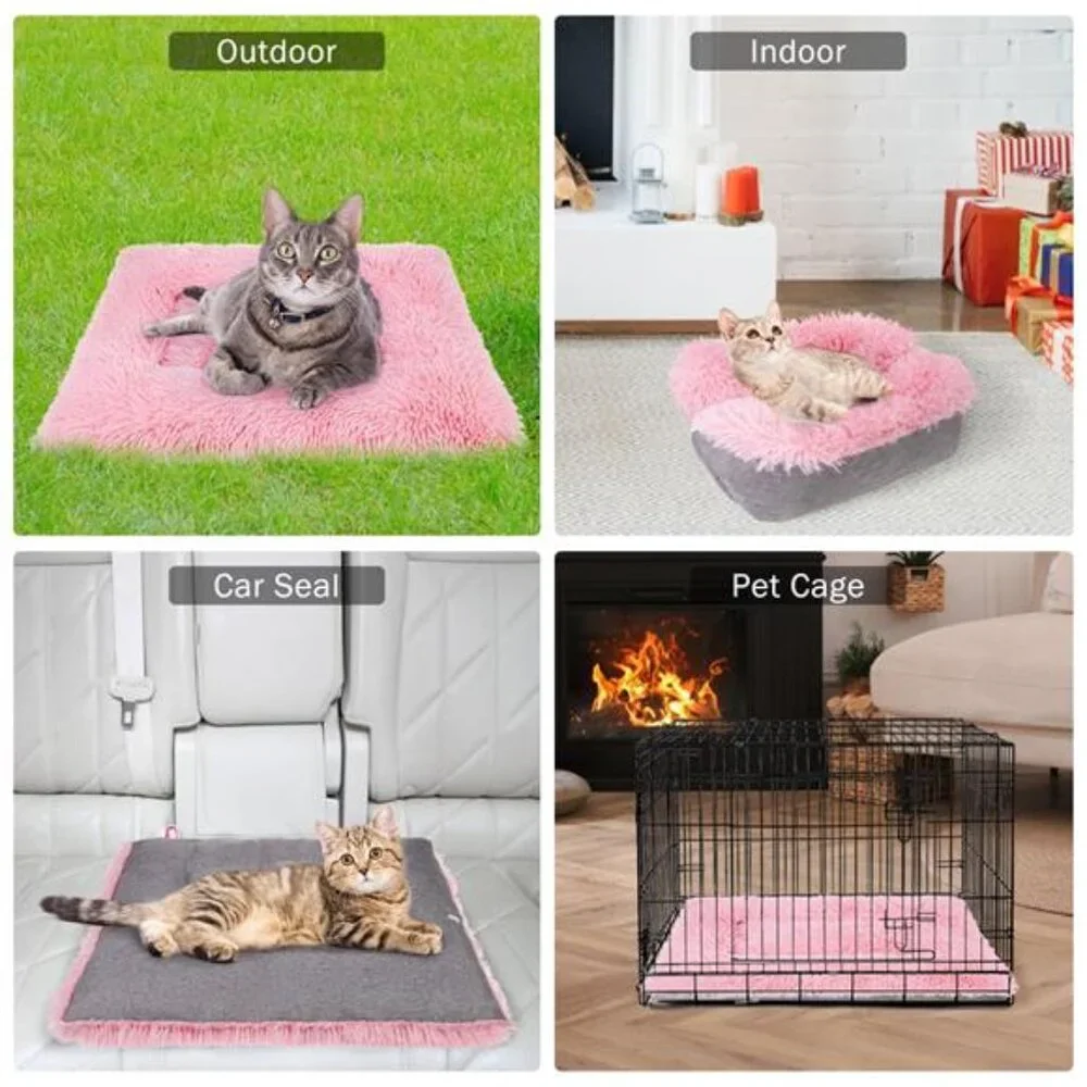 Self Warming Cat Bed Heated Pet Mat Small Dogs Plush Washable Indoor Outdoor